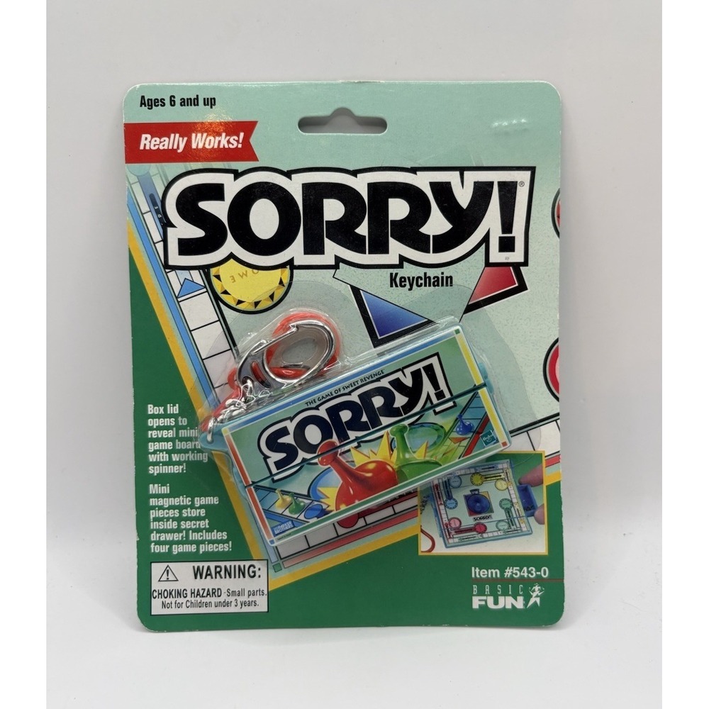 SORRY Game Keychain 2000 Hasbro Basic Fun #543-0 Game Key Ring New